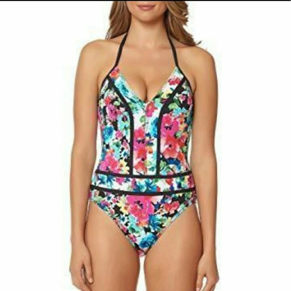 🆕️ BLEU ROD BEATTIE FLORAL ONE PIECE TUMMY CONTROL SWIMSUIT NEW